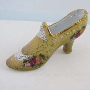Vintage KPM Hand Painted Porcelain Ceramic Antique Victorian Shoe